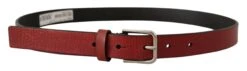 Dolce & Gabbana Maroon Vitello Leather Silver Metal Men's Belt -Lux Lair Store 4128030