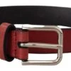 Dolce & Gabbana Maroon Vitello Leather Silver Metal Men's Belt 2 Dolce & Gabbana Maroon Vitello Leather Silver Metal Men's Belt -Lux Lair Store 4128031