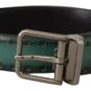 Dolce & Gabbana Green Giotto Leather Silver Metal Buckle Men's Belt 1 Dolce & Gabbana Green Giotto Leather Silver Metal Buckle Men's Belt -Lux Lair Store 4129705
