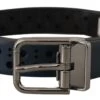 Dolce & Gabbana Navy Blue Perforated Leather Skinny Metal Buckle Men's Belt -Lux Lair Store 4129725