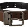 Dolce & Gabbana Dark Brown Perforated Leather Metal Men's Belt -Lux Lair Store 4129749