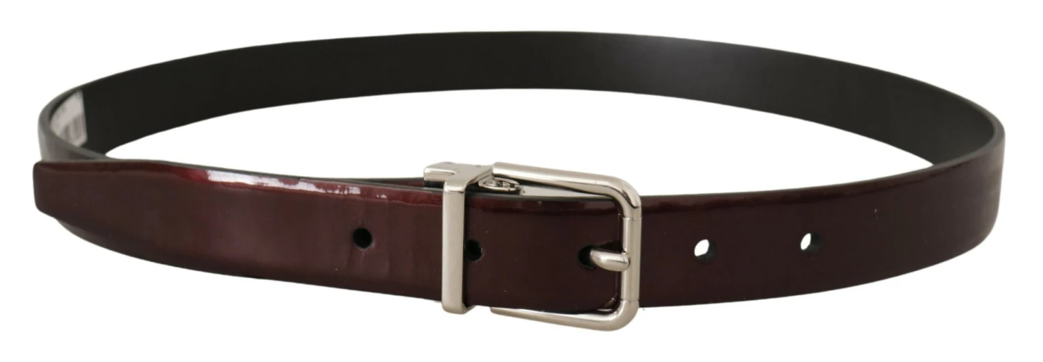 Dolce & Gabbana Brown Patent Leather Silver Metal Buckle Men's Belt 5 Dolce & Gabbana Brown Patent Leather Silver Metal Buckle Men's Belt - Image 3