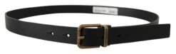 Dolce & Gabbana Black Leather Brass Metal Box Buckle Men's Belt -Lux Lair Store 4130071