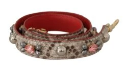 Dolce & Gabbana Beige Exotic Leather Studded Shoulder Women's Strap