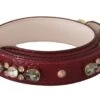 Dolce & Gabbana Bordeaux Leather Crystals Bag Shoulder Women's Strap -Lux Lair Store 4159299