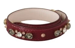 Dolce & Gabbana Bordeaux Leather Crystals Bag Shoulder Women's Strap