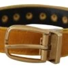 Dolce & Gabbana Mustard Velvet Gold Logo Engraved Metal Buckle Women's Belt