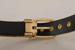 Dolce & Gabbana Mustard Velvet Gold Logo Engraved Metal Buckle Women's Belt -Lux Lair Store 4159462