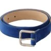 Dolce & Gabbana Blue Velvet Silver Logo Engraved Metal Buckle Women's Belt -Lux Lair Store 4162151