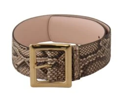 Dolce & Gabbana Beige Exotic Leather Wide Gold Metal Buckle Women's Belt