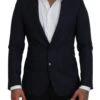 Dolce & Gabbana Blue Wool Slim Fit Formal Coat Men's Blazer 2 Dolce & Gabbana Blue Wool Slim Fit Formal Coat Men's Blazer -Lux Lair Store 4168909