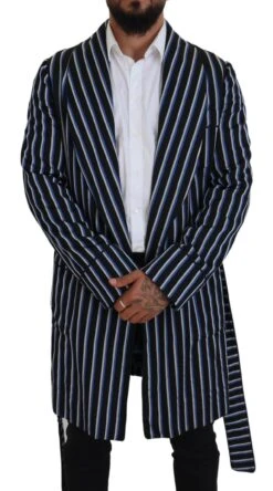 Dolce & Gabbana Black Blue Martini Printed Lining Men's Robe 12 Dolce & Gabbana Black Blue Martini Printed Lining Men's Robe -Lux Lair Store 4169070