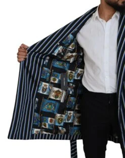 Dolce & Gabbana Black Blue Martini Printed Lining Men's Robe 13 Dolce & Gabbana Black Blue Martini Printed Lining Men's Robe -Lux Lair Store 4169071