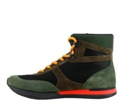 Bottega Veneta Mesh High Top Green / Brown / Black Suede Leather Sneaker 417024 3364 -Lux Lair Store 417024 3364 40e 10