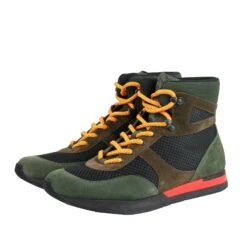 Bottega Veneta Mesh High Top Green / Brown / Black Suede Leather Sneaker 417024 3364 -Lux Lair Store 417024 3364 40e 3