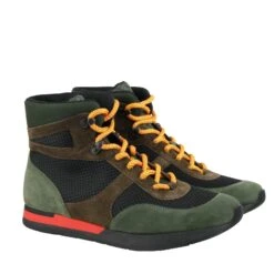 Bottega Veneta Mesh High Top Green / Brown / Black Suede Leather Sneaker 417024 3364 -Lux Lair Store 417024 3364 40e 5