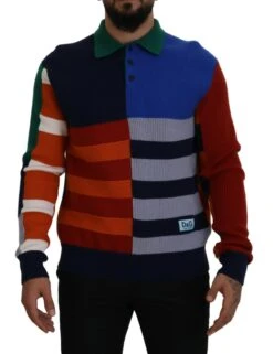 Dolce & Gabbana Multicolor Stripes Wool Pullover Men's Sweater