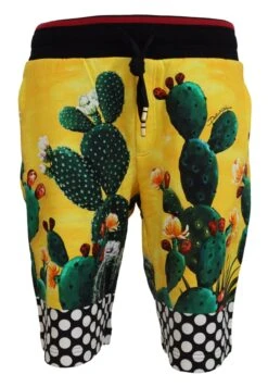 Dolce & Gabbana Multicolor Cactus Print Cotton Sweat Men's Shorts