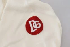 Dolce & Gabbana White Red Knitted V-neck Pullover Men's Sweater -Lux Lair Store 4198644