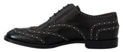 Dolce & Gabbana Black Leather Derby Dress Studded Men's Shoes -Lux Lair Store 4200062