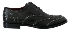 Dolce & Gabbana Black Leather Derby Dress Studded Men's Shoes