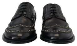 Dolce & Gabbana Black Leather Derby Dress Studded Men's Shoes -Lux Lair Store 4200066