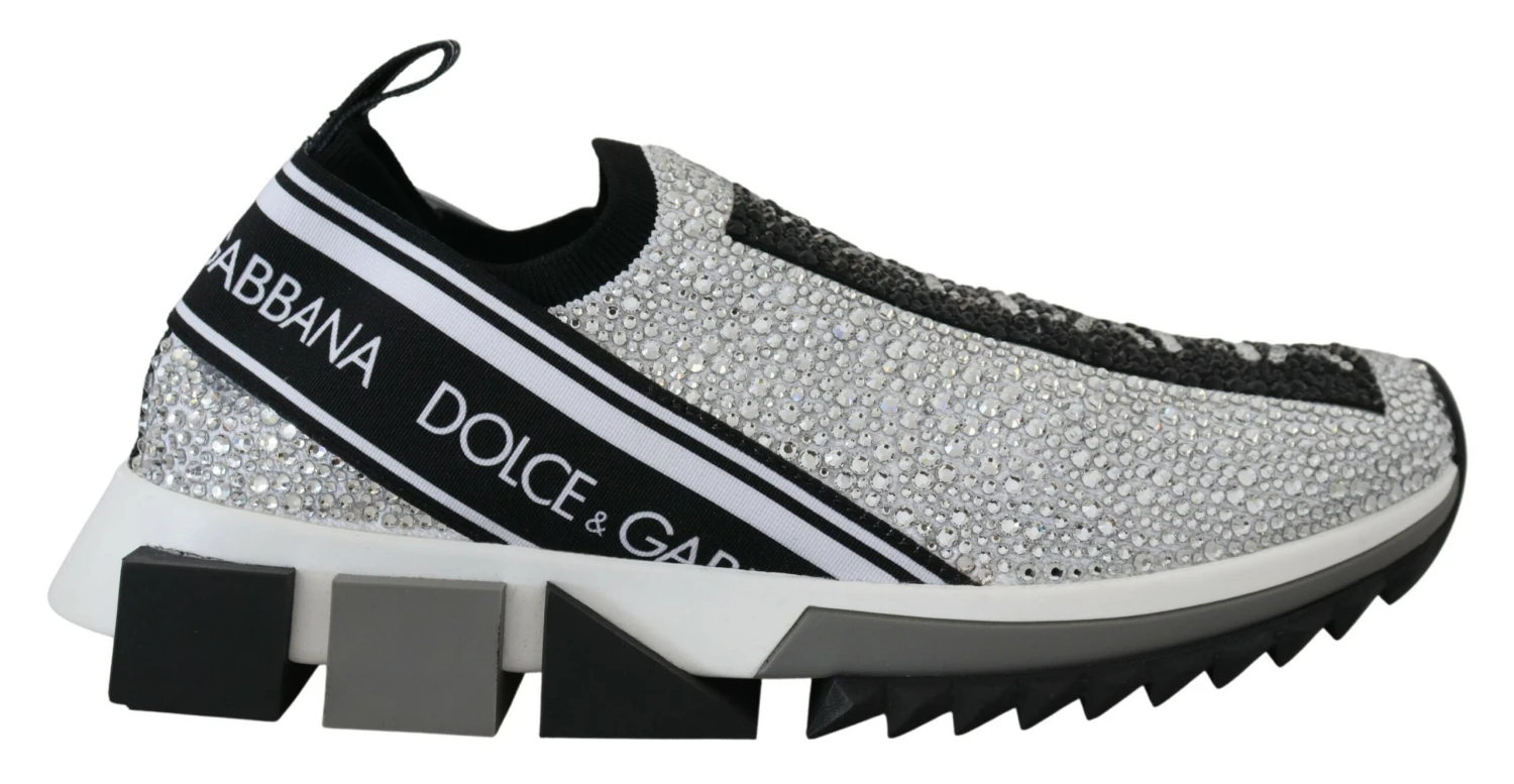 Dolce & Gabbana Silver Rhinestones Sorrento Sneakers Women's Shoes 3 Dolce & Gabbana Silver Rhinestones Sorrento Sneakers Women's Shoes