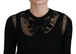 Dolce & Gabbana Black Floral Lace Button Cardigan Women's Sweater -Lux Lair Store 4208646