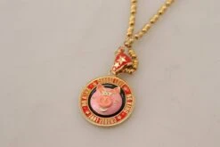 Dolce & Gabbana Gold Brass Chain SUPER PIG Pendant Logo Women's Necklace 12 Dolce & Gabbana Gold Brass Chain SUPER PIG Pendant Logo Women's Necklace -Lux Lair Store 4215831
