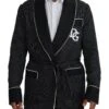 Dolce & Gabbana Black Robe Striped DG Patch Jacket Men Men's Blazer 2 Dolce & Gabbana Black Robe Striped DG Patch Jacket Men Men's Blazer -Lux Lair Store 4234675