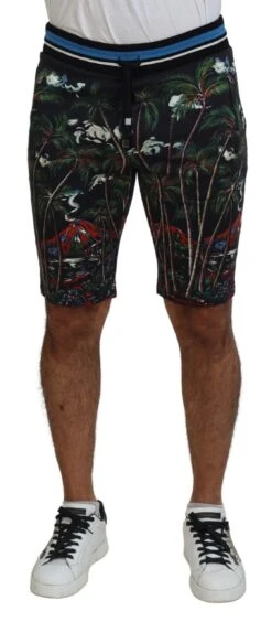 Dolce & Gabbana Black Cotton Volcano Print Casual Men's Shorts