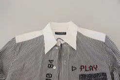 Dolce & Gabbana Black White Striped Printed Casual Cotton Men's Shirt 13 Dolce & Gabbana Black White Striped Printed Casual Cotton Men's Shirt -Lux Lair Store 4241641