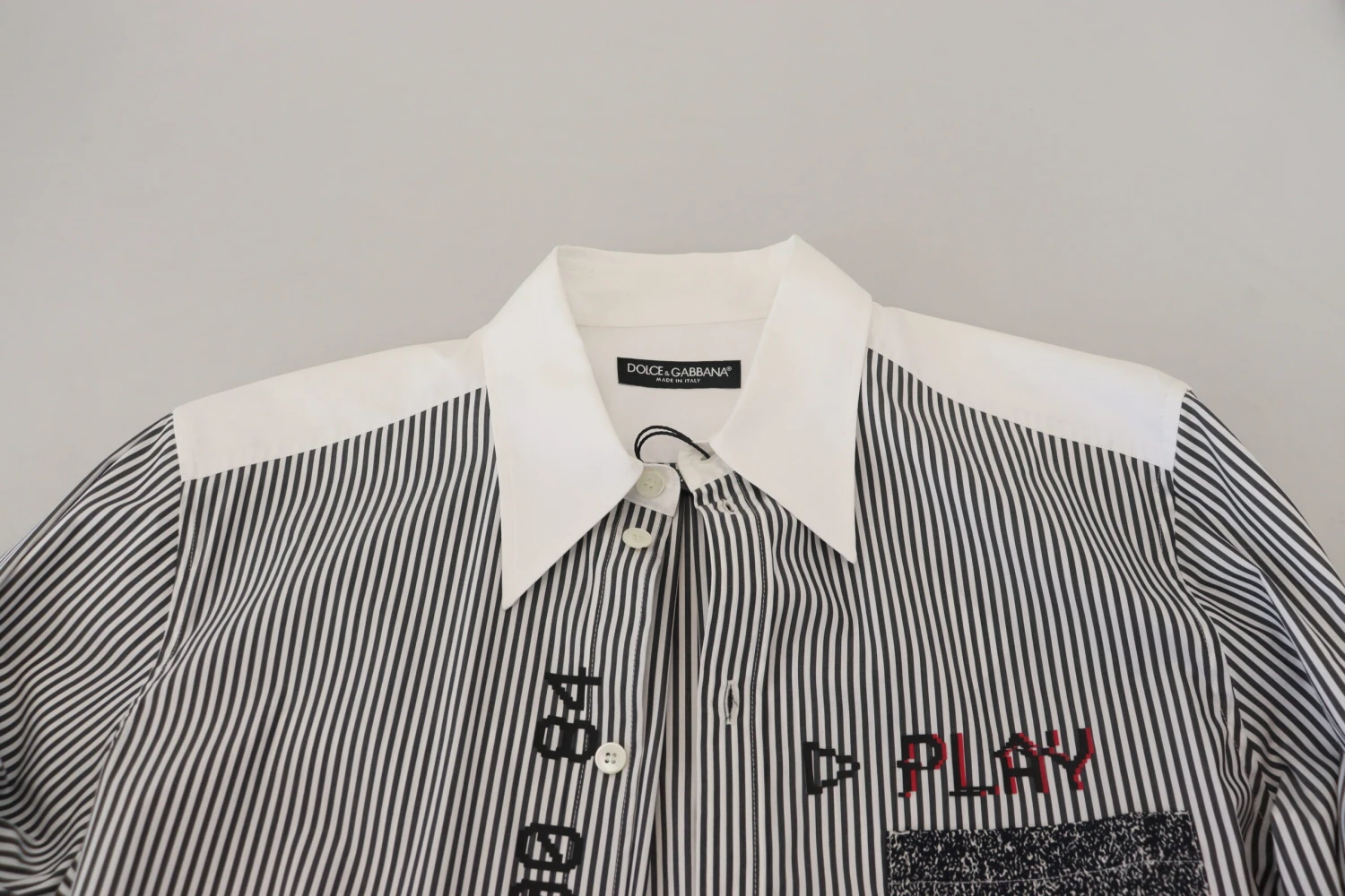 Dolce & Gabbana Black White Striped Printed Casual Cotton Men's Shirt 8 Dolce & Gabbana Black White Striped Printed Casual Cotton Men's Shirt - Image 6