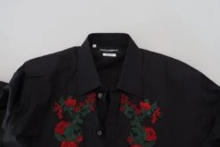 Dolce & Gabbana Black Floral Embroidery Men Long Sleeves GOLD Men's Shirt 13 Dolce & Gabbana Black Floral Embroidery Men Long Sleeves GOLD Men's Shirt -Lux Lair Store 4241814