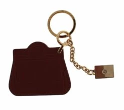 Dolce & Gabbana Brown Leather Miss SICILY Gold Finder Chain Men's Keychain