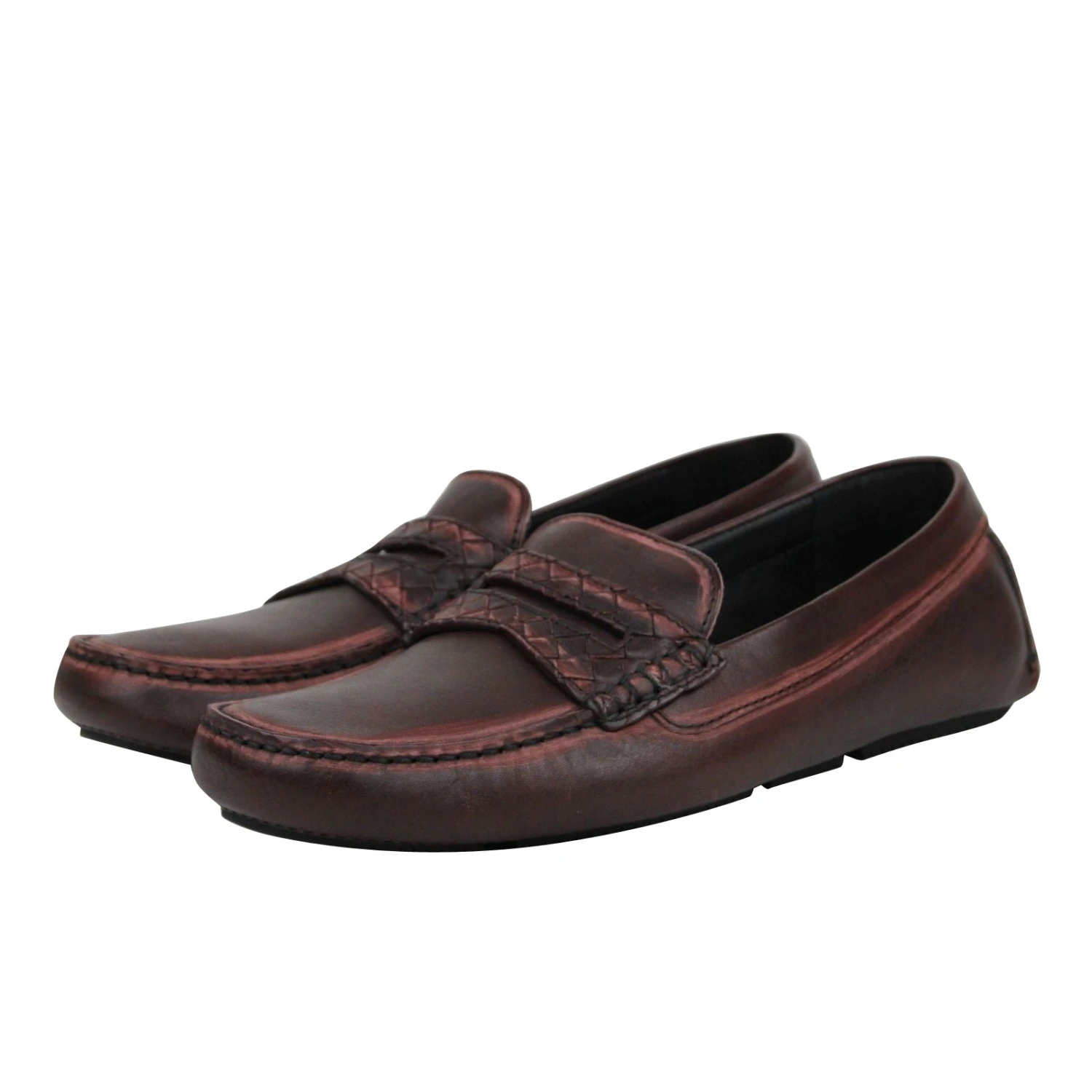 Bottega Veneta Men's Worn Burgundy Leather Loafer Shoes 427368 2240 (41 EU / 8 US) 4 Bottega Veneta Men's Worn Burgundy Leather Loafer Shoes 427368 2240 (41 EU / 8 US) - Image 2