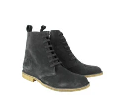 Bottega Veneta Men's Dark Gray Suede Side Zipper Lace-Up Boot 427383 2015 -Lux Lair Store 427383 2015 42.5 4