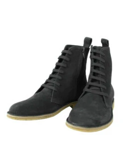 Bottega Veneta Men's Dark Gray Suede Side Zipper Lace-Up Boot 427383 2015 -Lux Lair Store 427383 2015 44 2