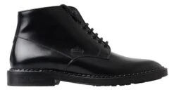 Dolce & Gabbana Black Leather Men Short Boots Lace Up Men's Shoes