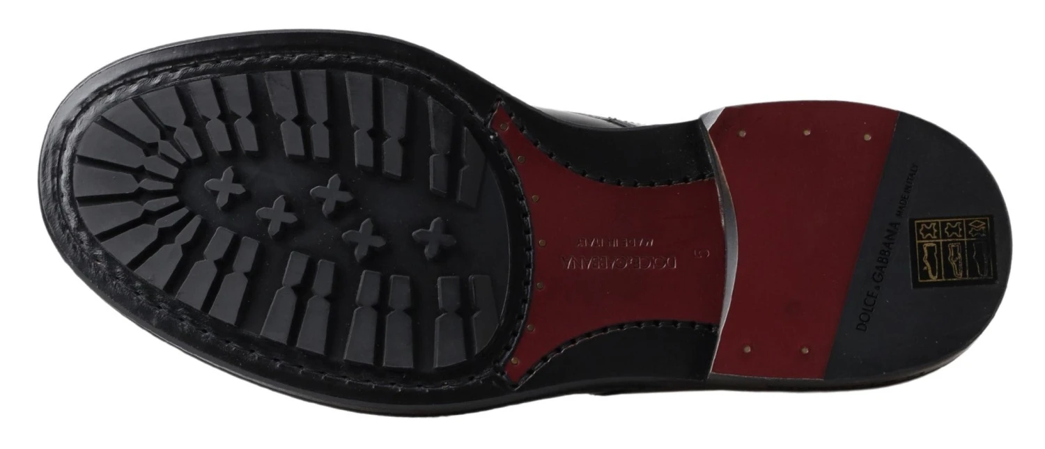 Dolce & Gabbana Black Leather Men Short Boots Lace Up Men's Shoes 5 Dolce & Gabbana Black Leather Men Short Boots Lace Up Men's Shoes - Image 3