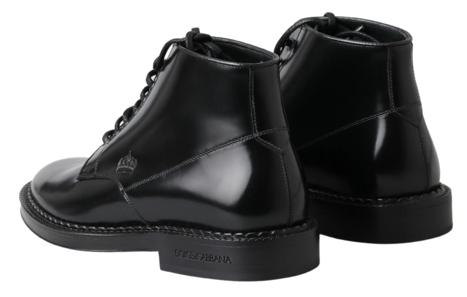Dolce & Gabbana Black Leather Men Short Boots Lace Up Men's Shoes 7 Dolce & Gabbana Black Leather Men Short Boots Lace Up Men's Shoes - Image 5