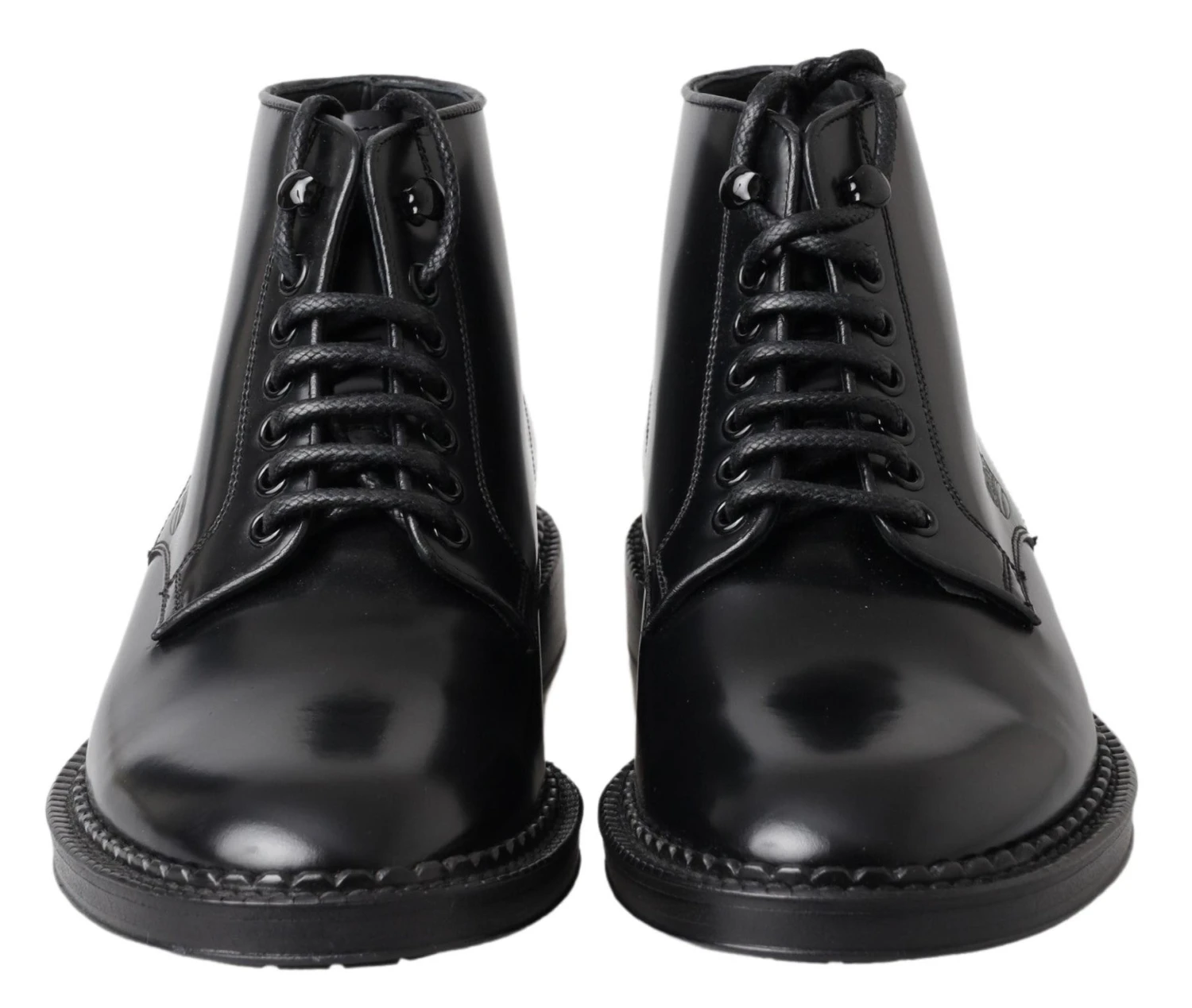 Dolce & Gabbana Black Leather Men Short Boots Lace Up Men's Shoes 8 Dolce & Gabbana Black Leather Men Short Boots Lace Up Men's Shoes - Image 6