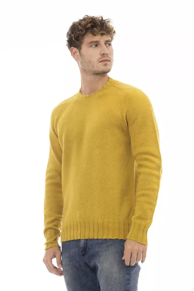 Alpha Studio Yellow Wool Men Men's Sweater 4 Alpha Studio Yellow Wool Men Men's Sweater - Image 2