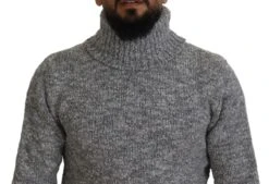 Dolce & Gabbana Gray Wool Knit Turtleneck Pullover Men's Sweater -Lux Lair Store 4282070