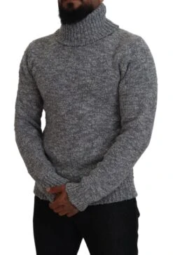 Dolce & Gabbana Gray Wool Knit Turtleneck Pullover Men's Sweater -Lux Lair Store 4282071