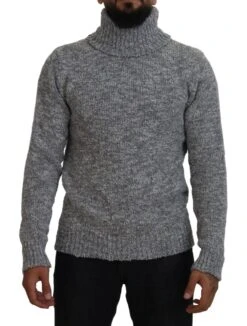 Dolce & Gabbana Gray Wool Knit Turtleneck Pullover Men's Sweater