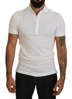Dolce & Gabbana White Cotton Logo Short Sleeve Polo Men's T-shirt