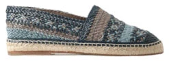 Dolce & Gabbana Blue Gray Leather Buffalo Espadrille Men's Shoes