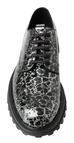 Dolce & Gabbana Black White Derby Patent Leather Men's Shoes -Lux Lair Store 4282546