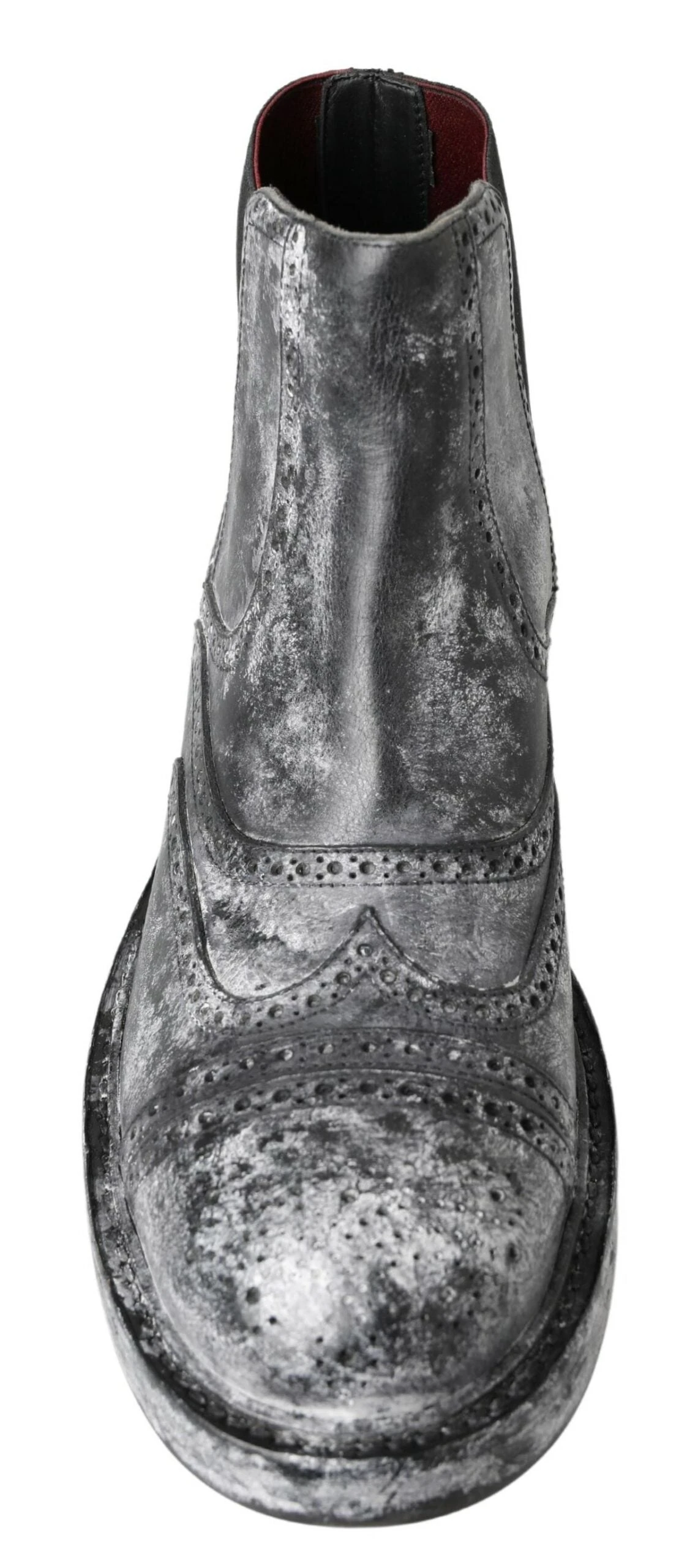 Dolce & Gabbana Black Gray Leather Ankle Men's Boots 4 Dolce & Gabbana Black Gray Leather Ankle Men's Boots - Image 2